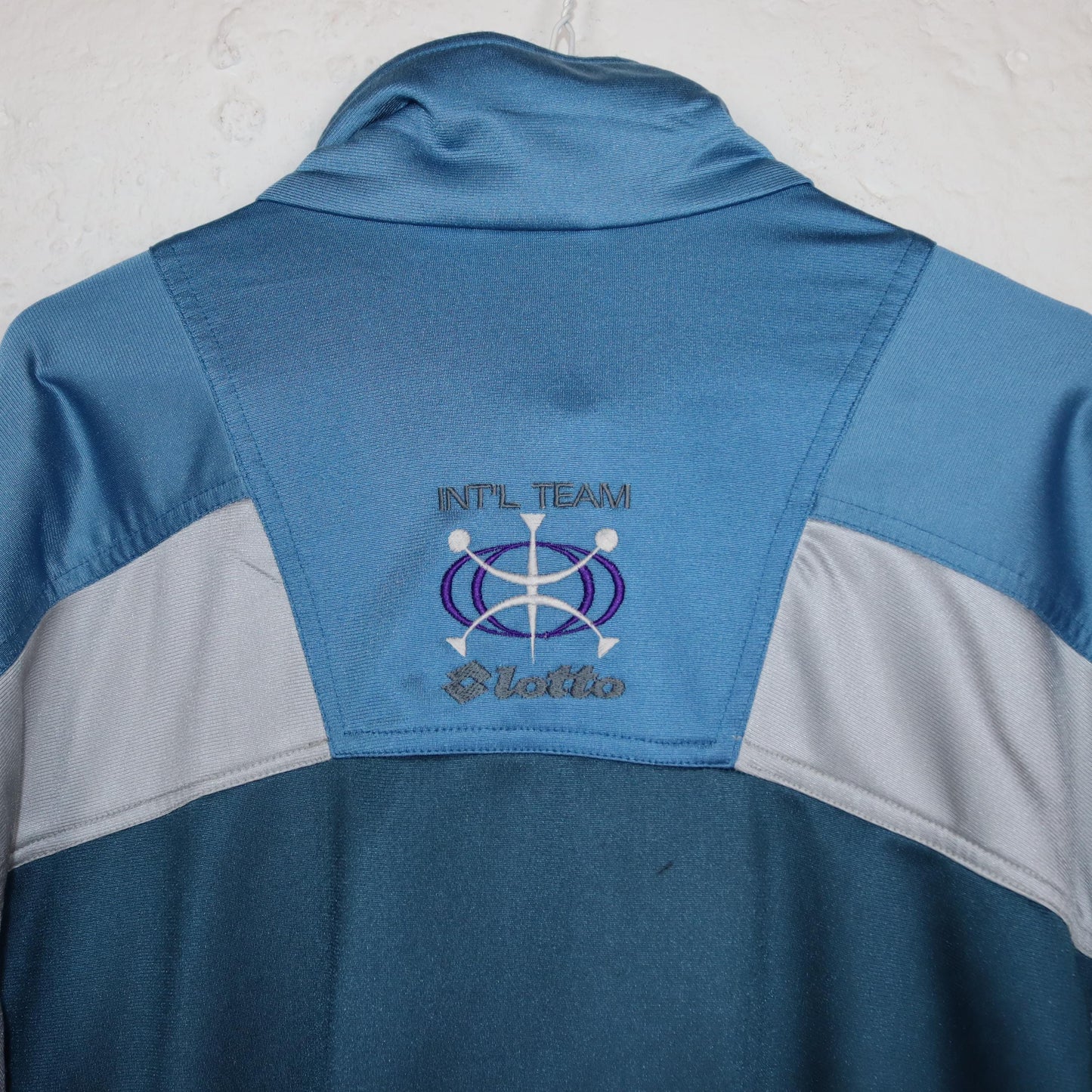 Vintage 80s 90s LOTTO tracksuit jacket stand-up collar blue grey M