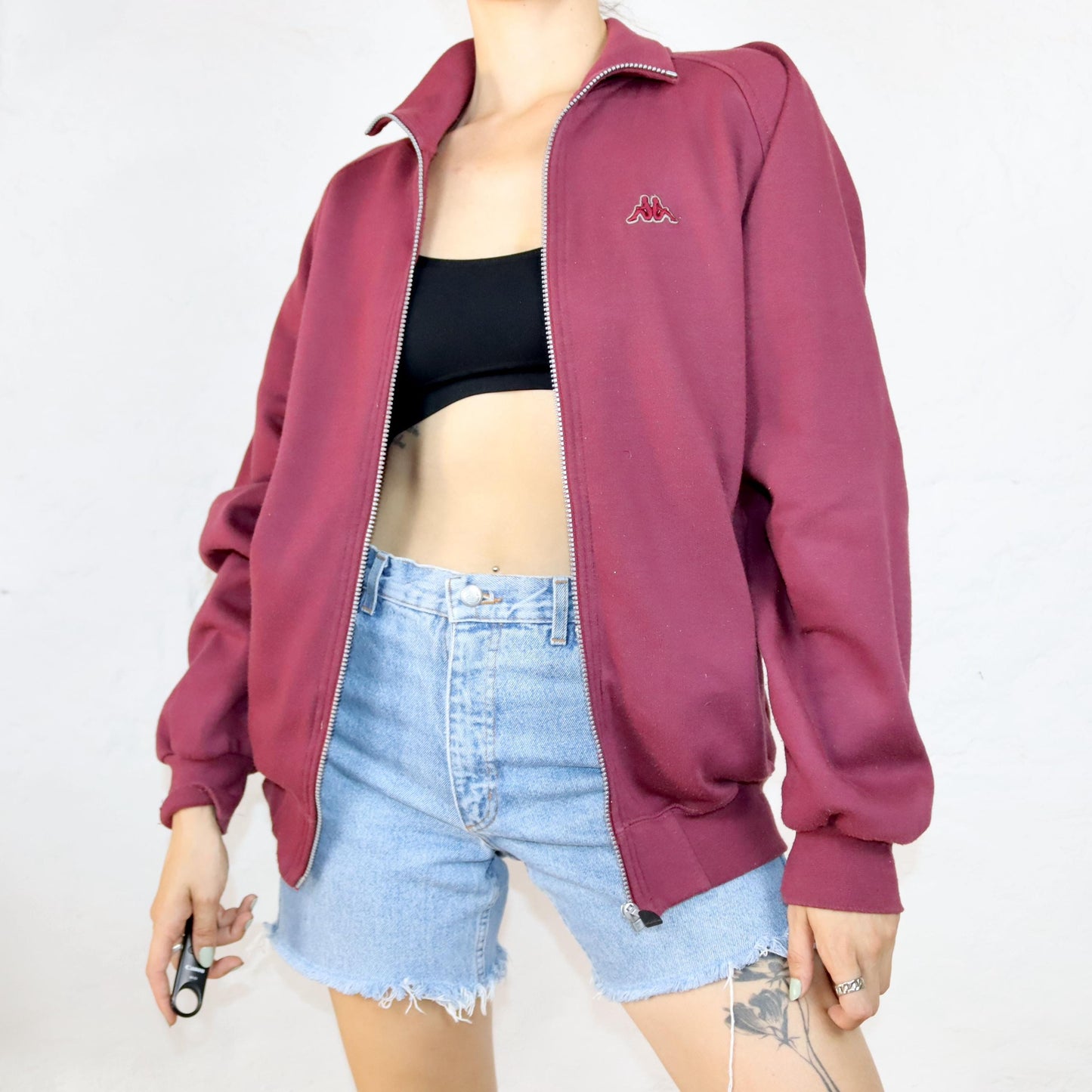 Vintage 80s 90s Y2k KAPPA tracksuit jacket sweat jacket stand-up collar dark red L