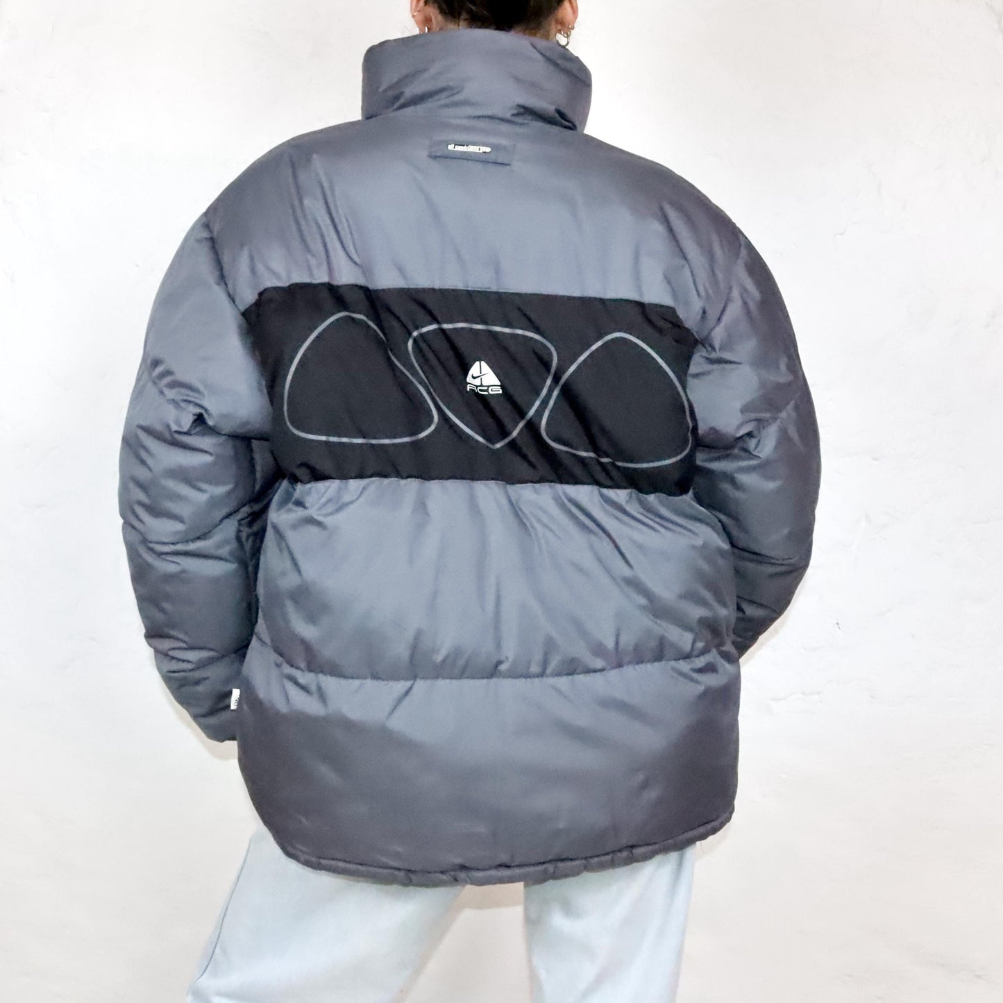 Vintage 80s 90s Y2k NIKE PREMIER ACG reversible jacket winter jacket puffer jacket stand-up collar lined grey L
