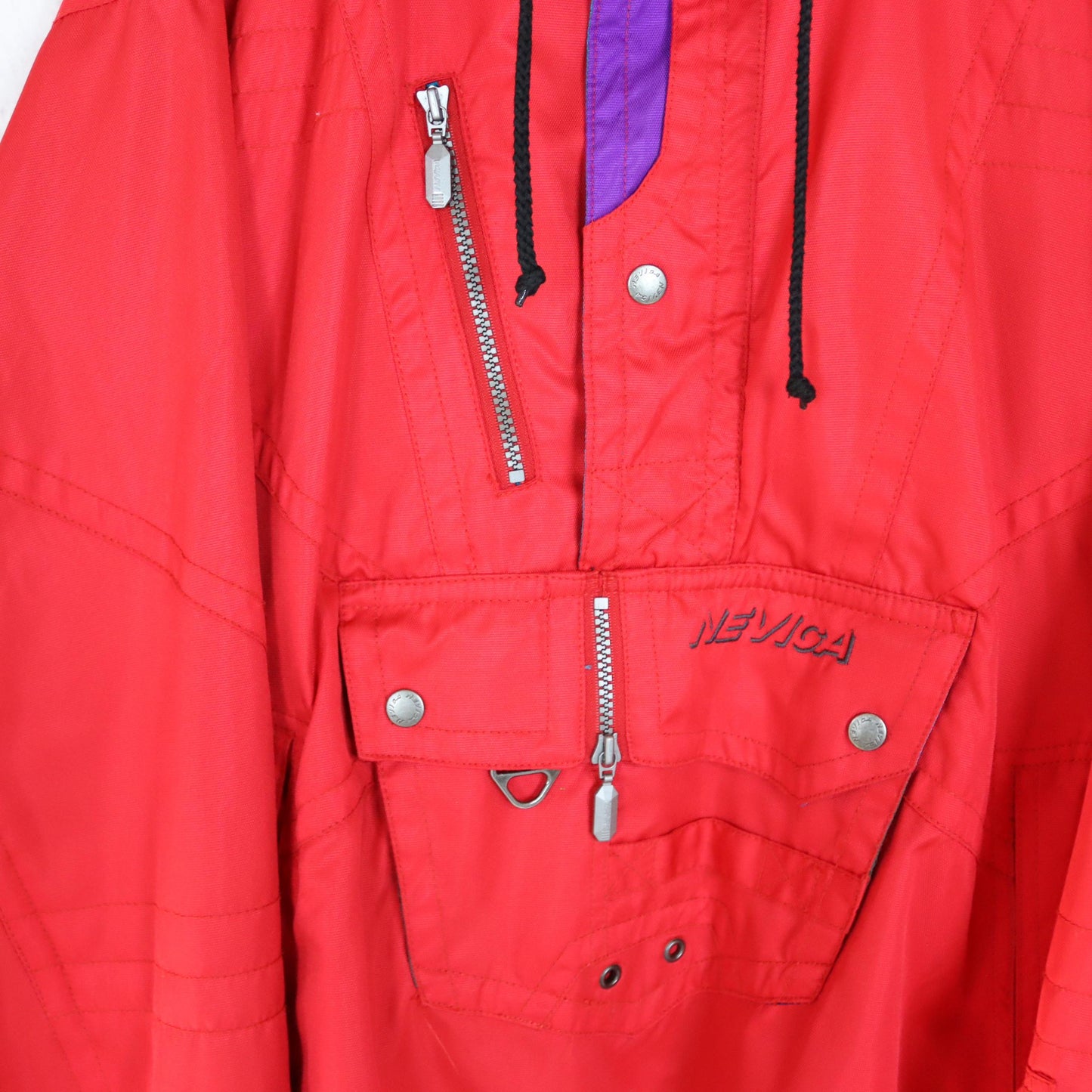 Vintage 80s 90s NEVICA windbreaker rain jacket stand-up collar overcoat ski red M