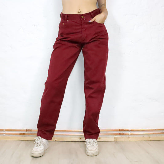 Vintage 80er 90er ENERGY Jeans Hose gerades Bein regular fit dunkelrot W33