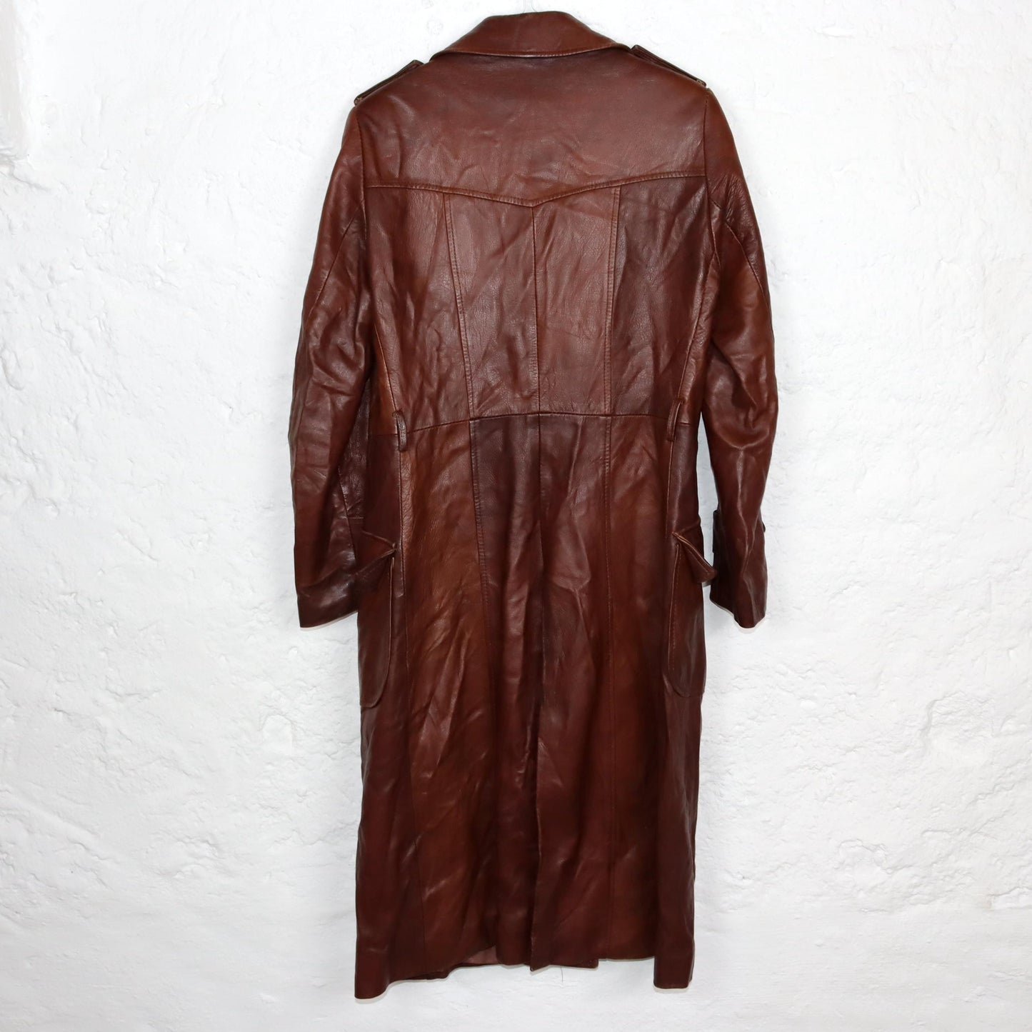 Vintage 80s 90s TIMAF leather coat soft leather pointed collar brown double row buttons M