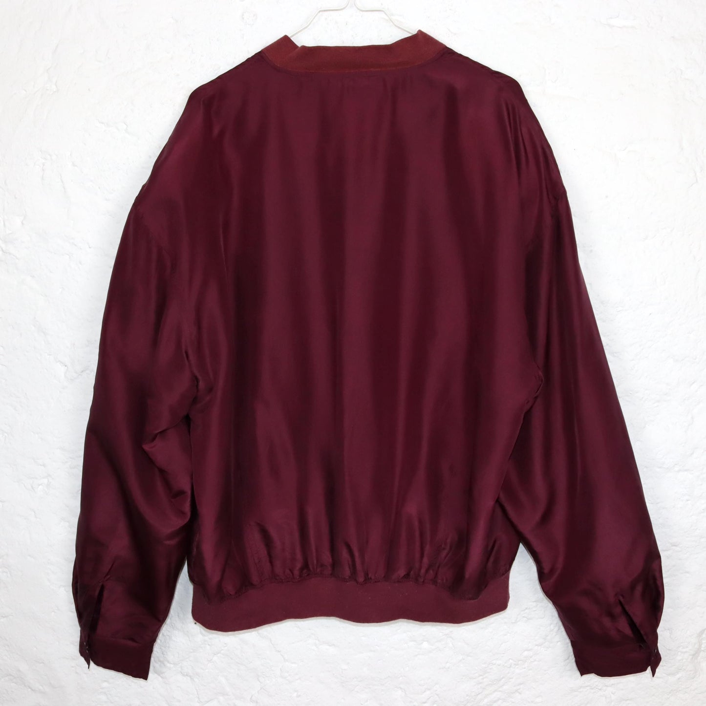 Vintage 80s 90s MONZA silk blouson jacket silk shoulder pads wine red L