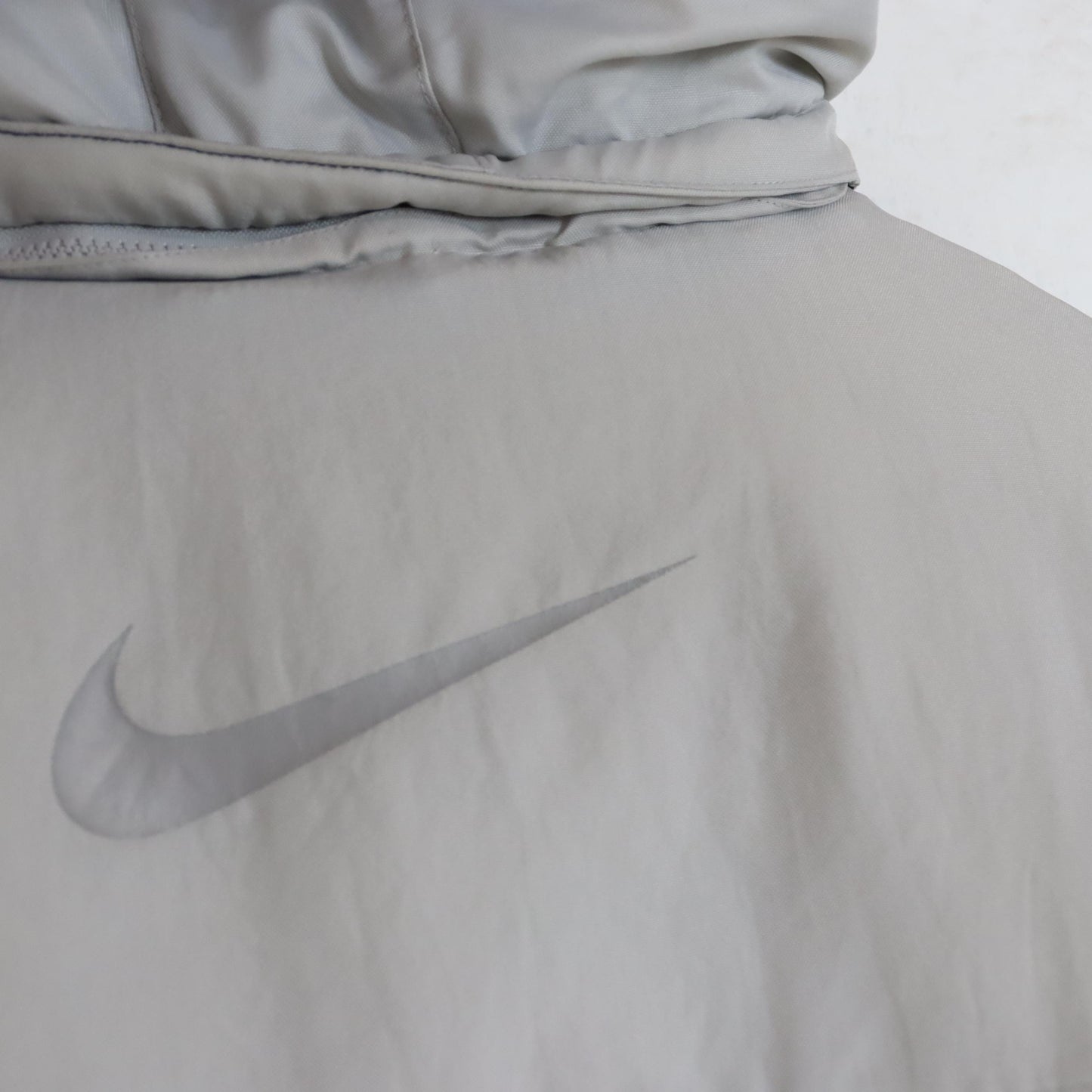 Vintage 90s 00s Y2k NIKE Parka Coat Jacket Lined with Hood Light Grey M