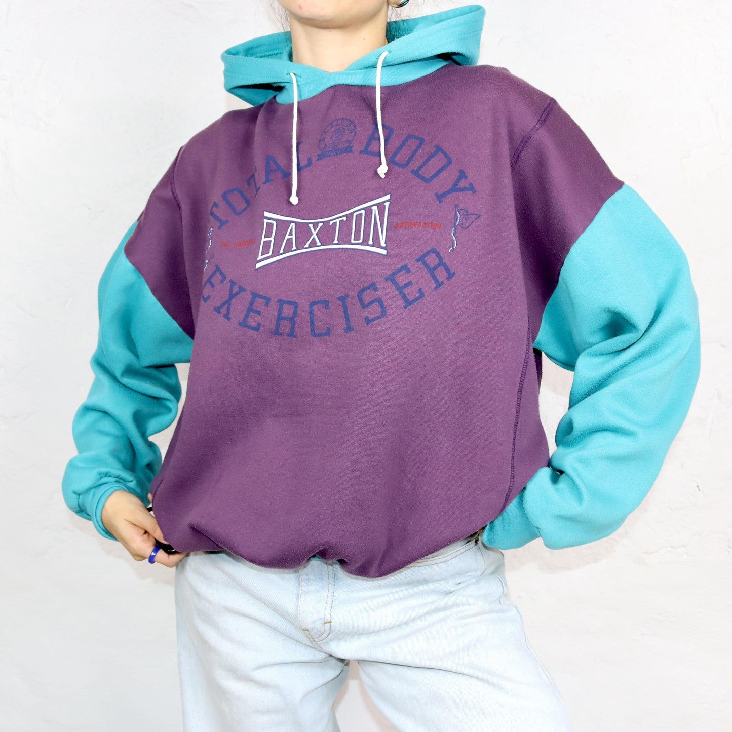 Vintage 80er 90er ST. ANGELO Hoodie Pullover Lila blau Print L