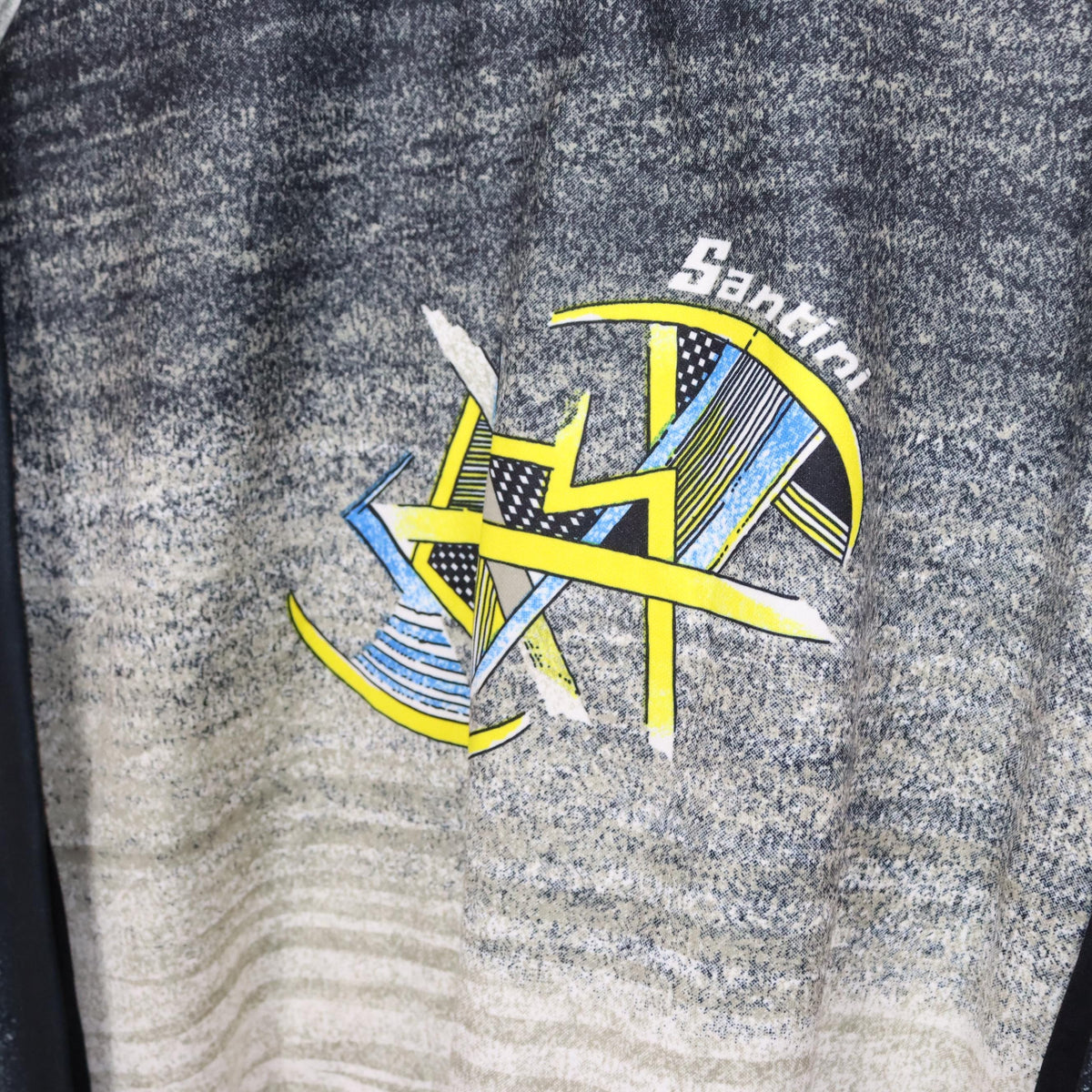 Vintage 80s 90s SMS SANTINI cycling jersey long sleeve inside fleece crazy pattern XL