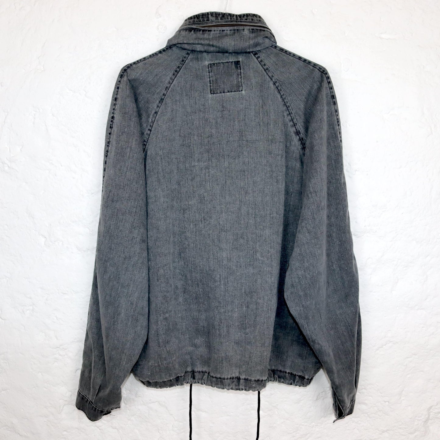 Vintage 80s 90s TOMAX denim jacket thin overcoat with hood grey denim M/L