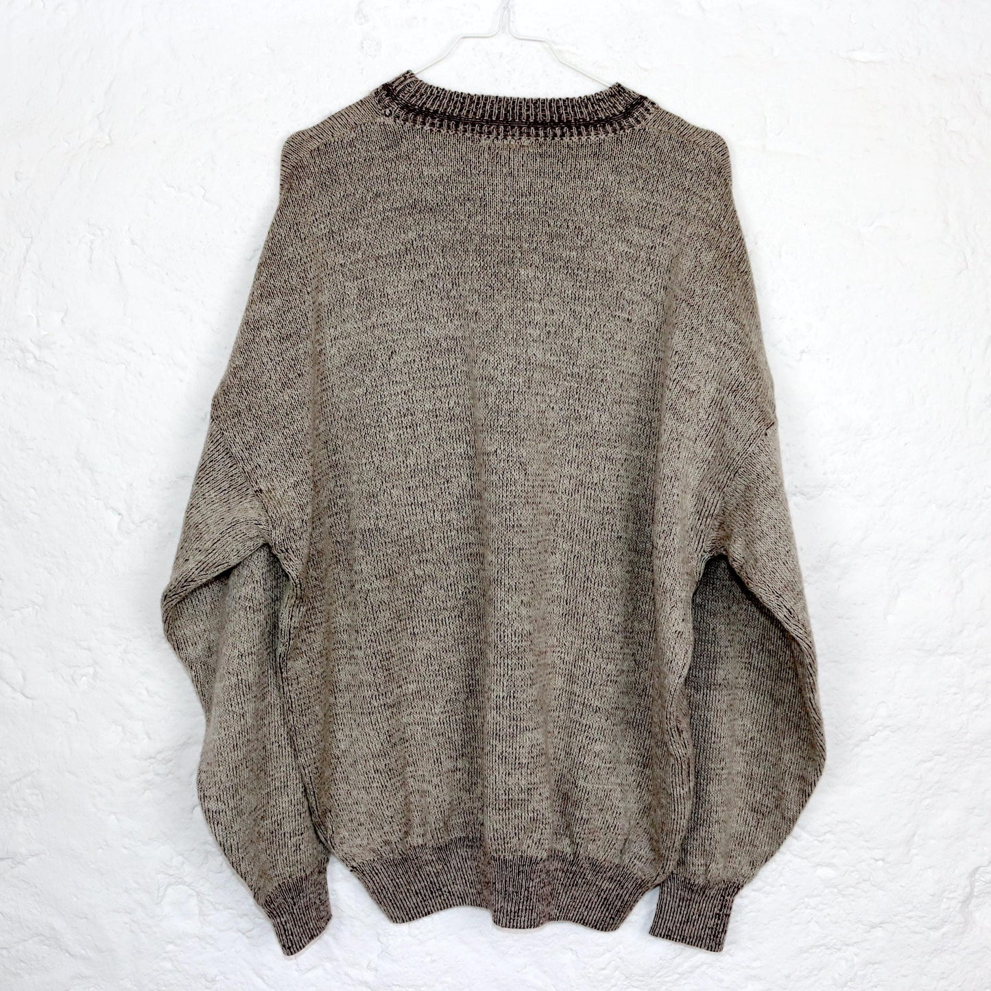 Vintage 80er 90er ANGELO LITSICO Strickpullover Pullover Wolle gemustert beige XL