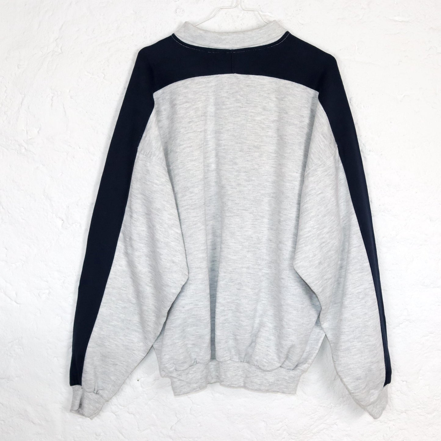 Vintage 80er 90er ACTIVE WEAR Sweatshirt Pullover Polokragen grau pink dunkelblau XL