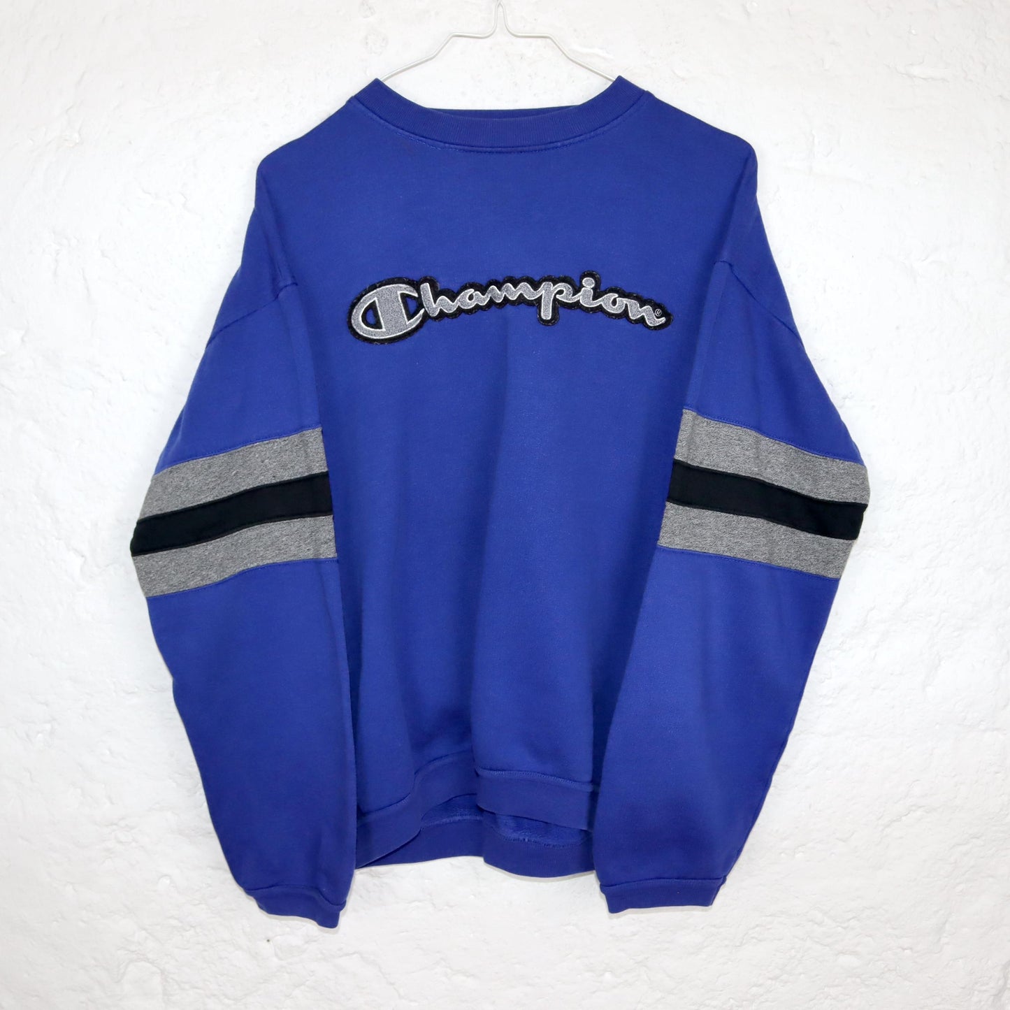 Vintage 80s 90s CHAMPION sweatshirt pullover blue gray black 164 S