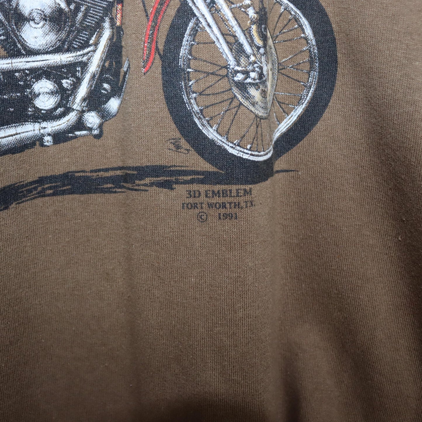 Vintage 80s 90s Rare HARLEY DAVIDSON 3D Emblem 1991 T-Shirt short sleeve brown print single stiched XL