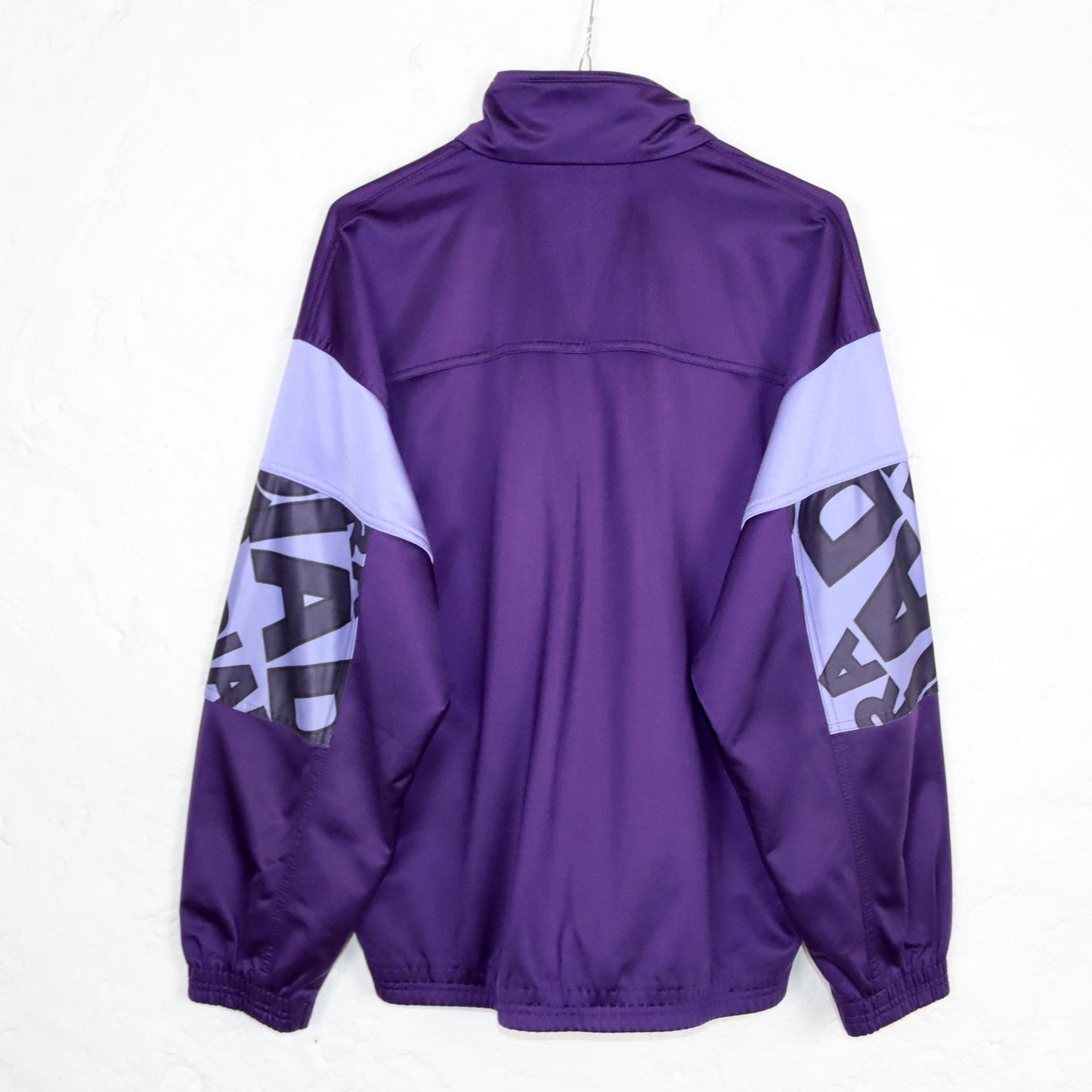 Vintage 80s 90s DIADORA tracksuit jacket stand-up collar purple crazy pattern L/XL