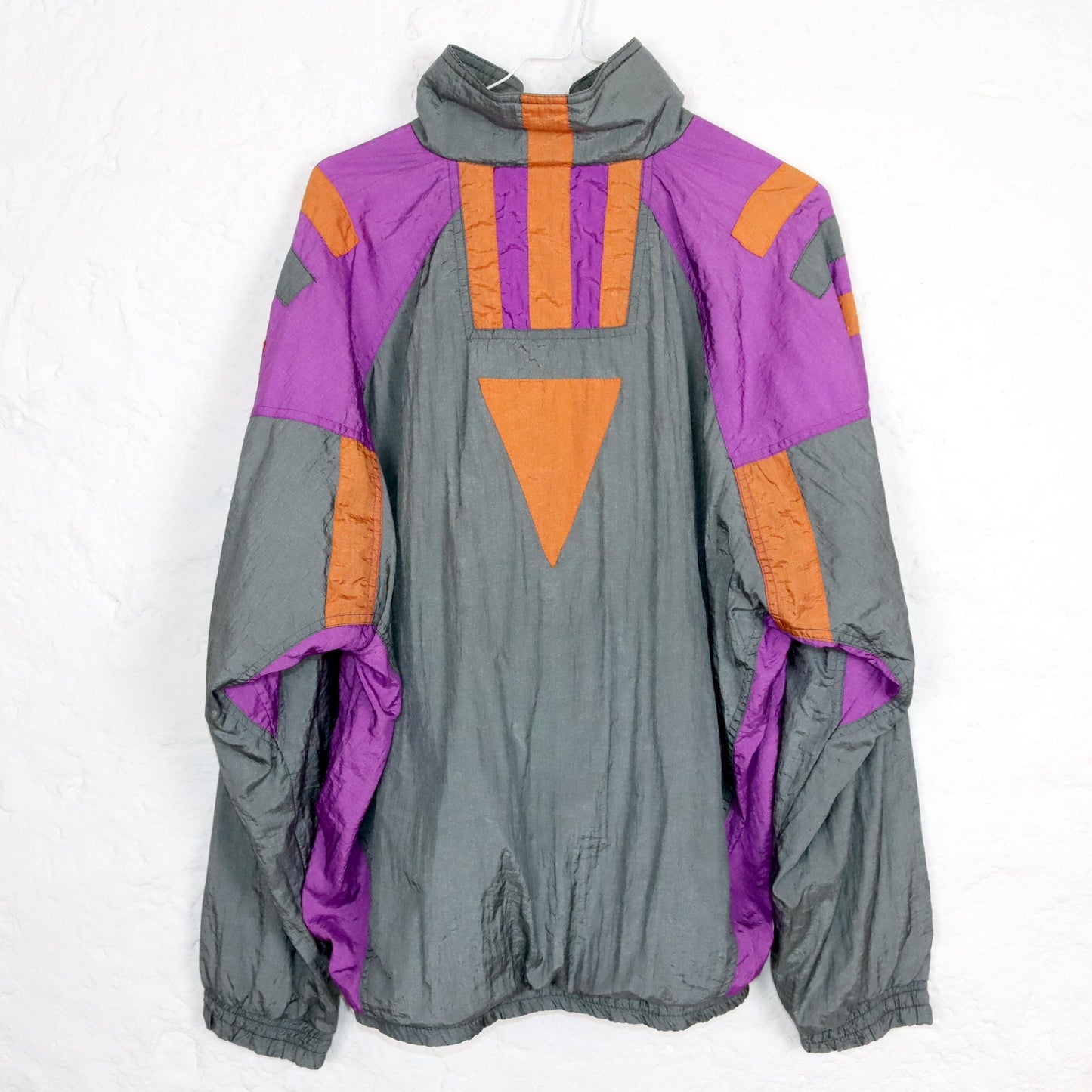 Vintage 80s 90s ASTROLAGIO tracksuit jacket stand-up collar shiny grey colorful M