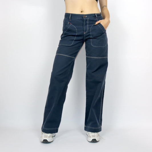 Vintage 90er 00er Y2k KILLAH Baggy Pants Hose gerades Bein dunkelblau Deadstock W29