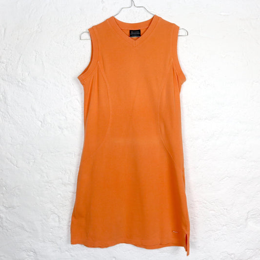 Vintage 80er 90er CHAMPION Tenniskleid Kleid orange Aprikose ärmellos M/L