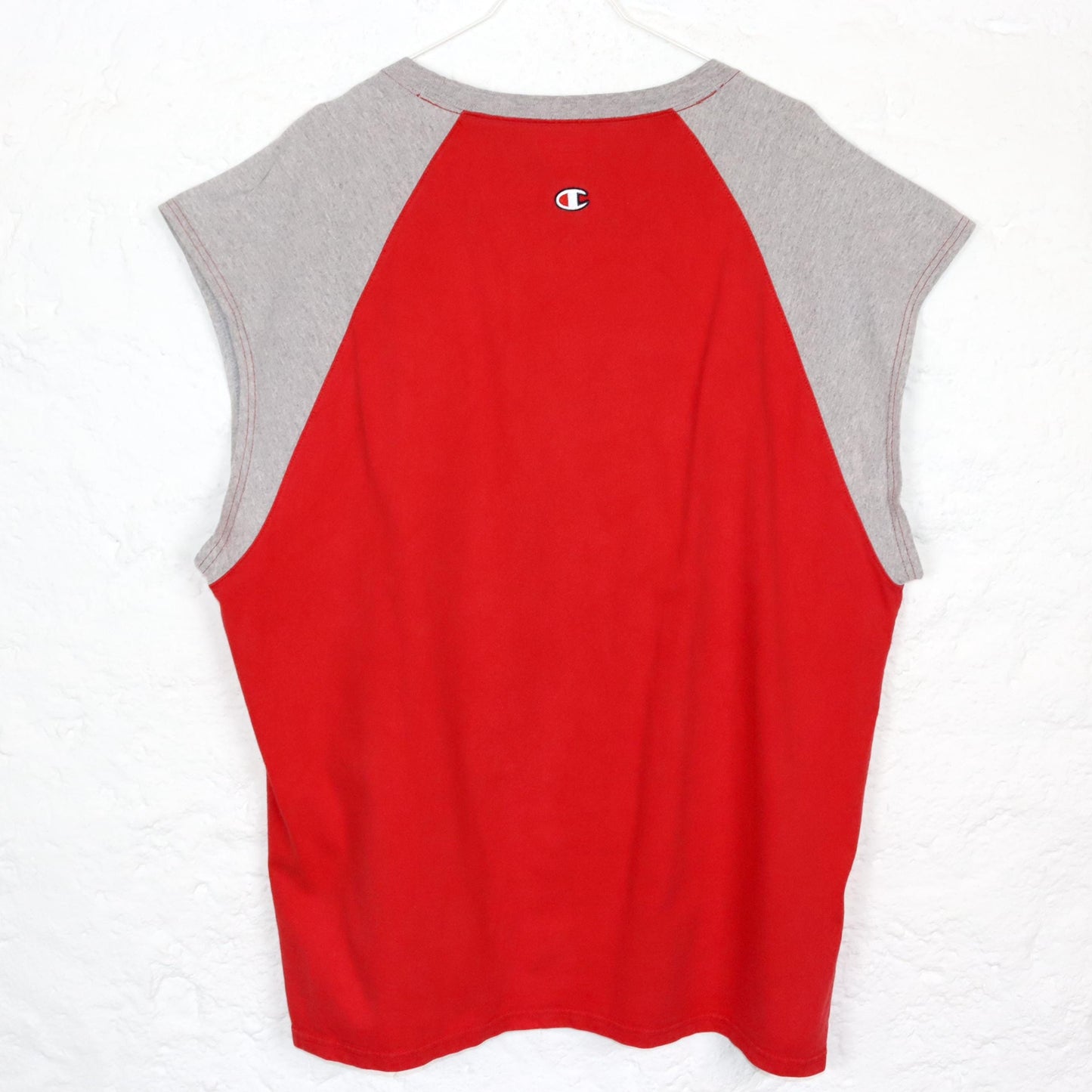 Vintage 80s 90s CHAMPION tank top short sleeve grey red XXL