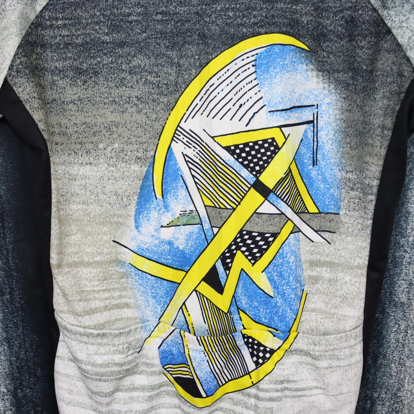 Vintage 80s 90s SMS SANTINI cycling jersey long sleeve inside fleece crazy pattern XL