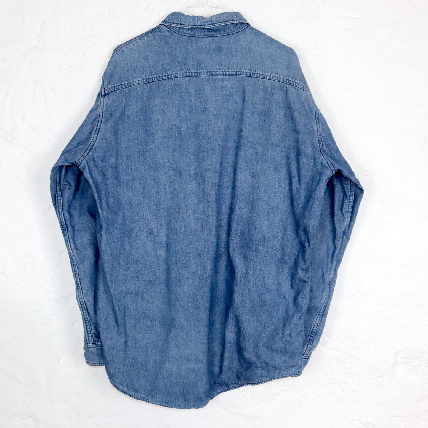 Vintage 80s 90s LLBEAN denim shirt thick shirt double layered inside flannel L