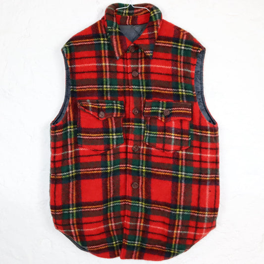 Vintage 80er 90er DOLCE & GABBANA Wollweste gefüttert kariert Weste Wolle XL