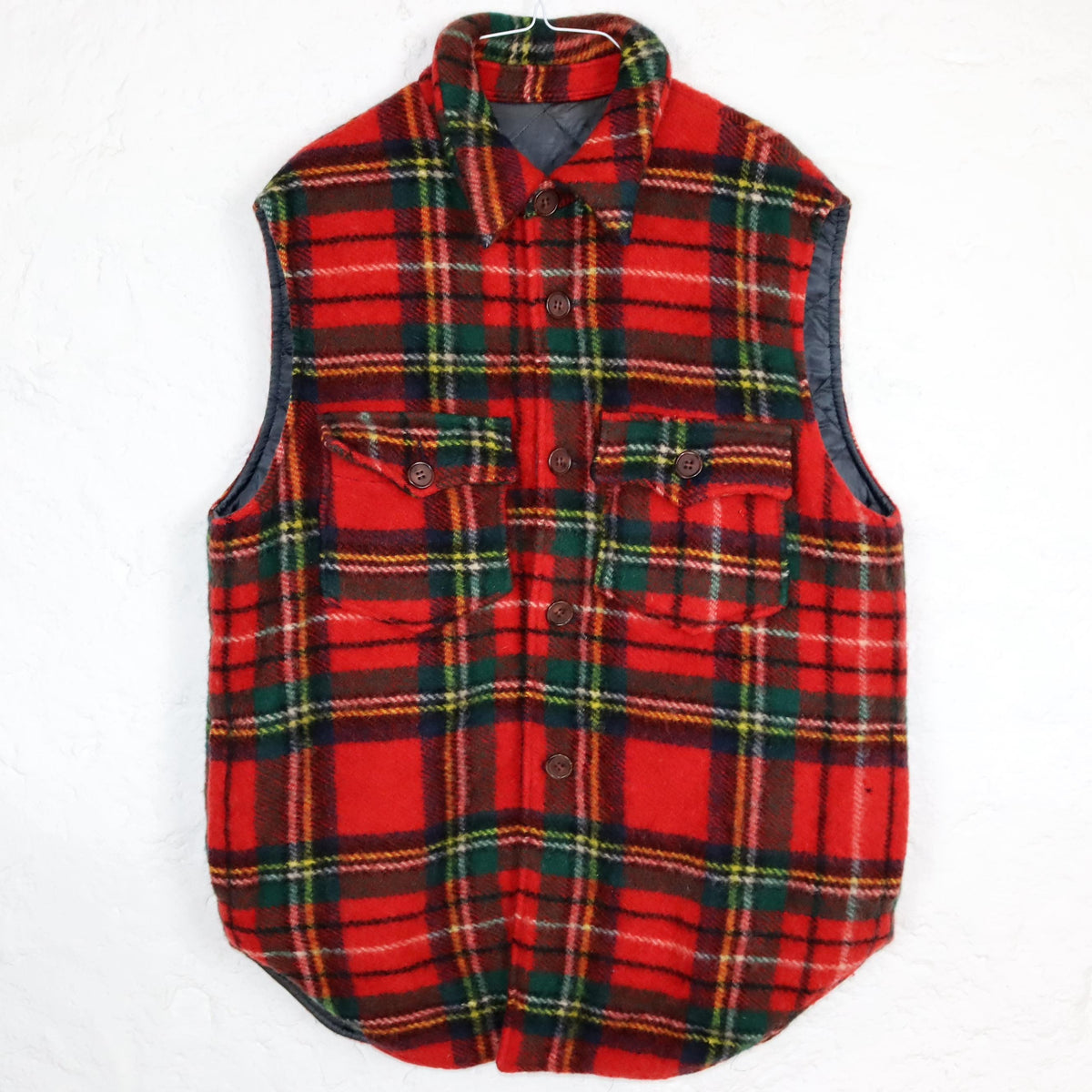 Vintage 80s 90s DOLCE & GABBANA wool vest lined checked waistcoat wool XL
