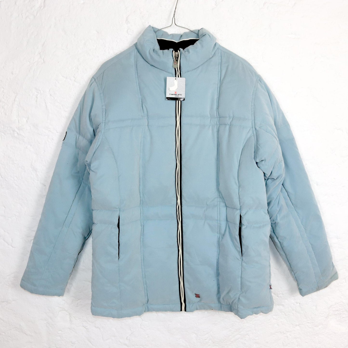 Vintage 80s 90s TWINLIFE puffer jacket winter jacket lined light blue down jacket Deadstock M/L