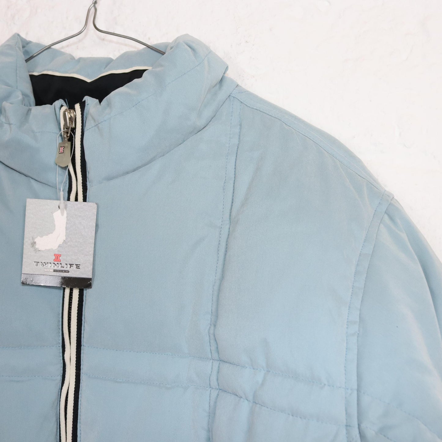 Vintage 80s 90s TWINLIFE puffer jacket winter jacket lined light blue down jacket Deadstock M/L