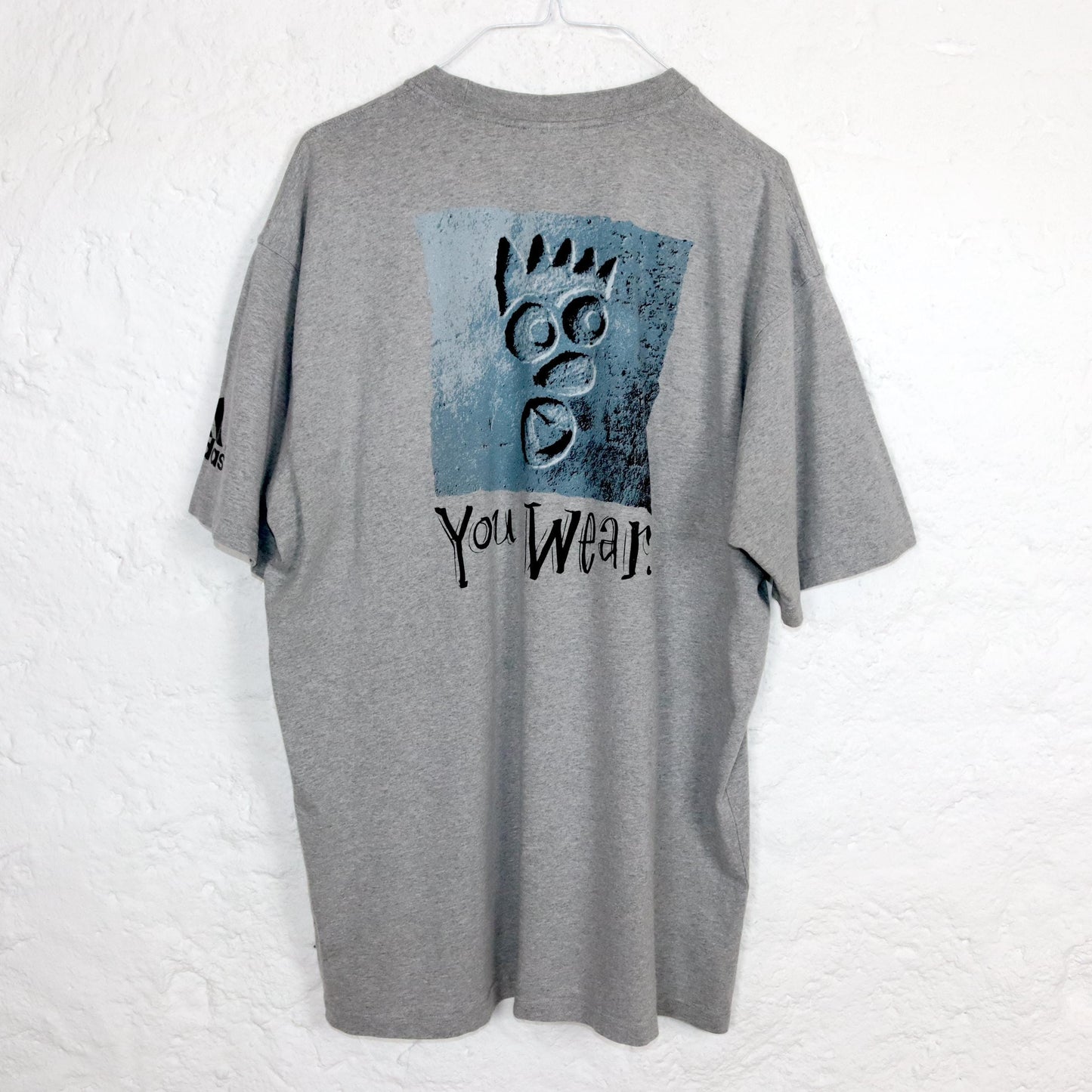Vintage 80s 90s ADIDAS T-Shirt short sleeve grey print XL