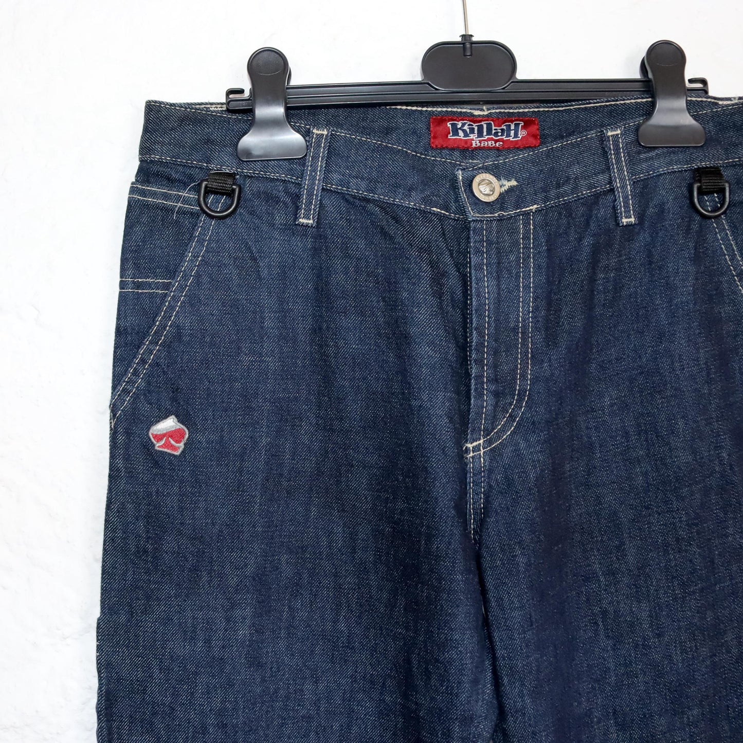 Vintage 80s 90s Y2k KILLAH jeans trousers straight leg dark blue low waist hipsters Deadstock W31