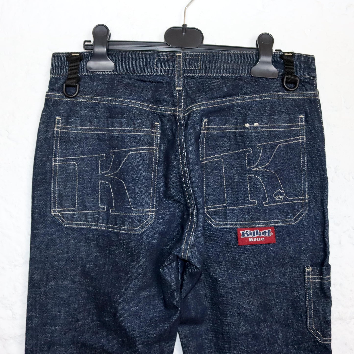 Vintage 80s 90s Y2k KILLAH jeans trousers straight leg dark blue low waist hipsters Deadstock W31