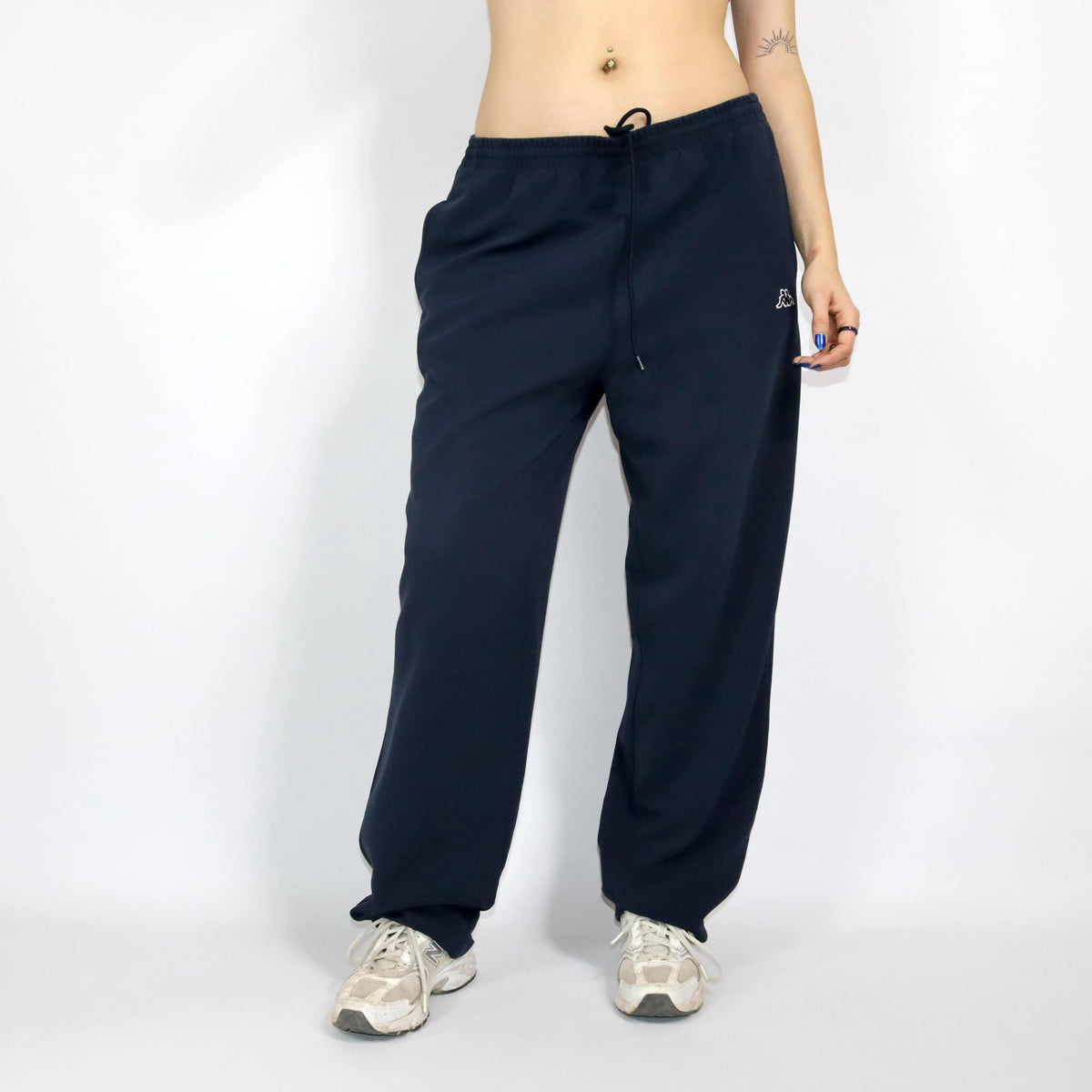 Vintage 80s 90s KAPPA tracksuit bottoms baggy wide leg dark blue XL