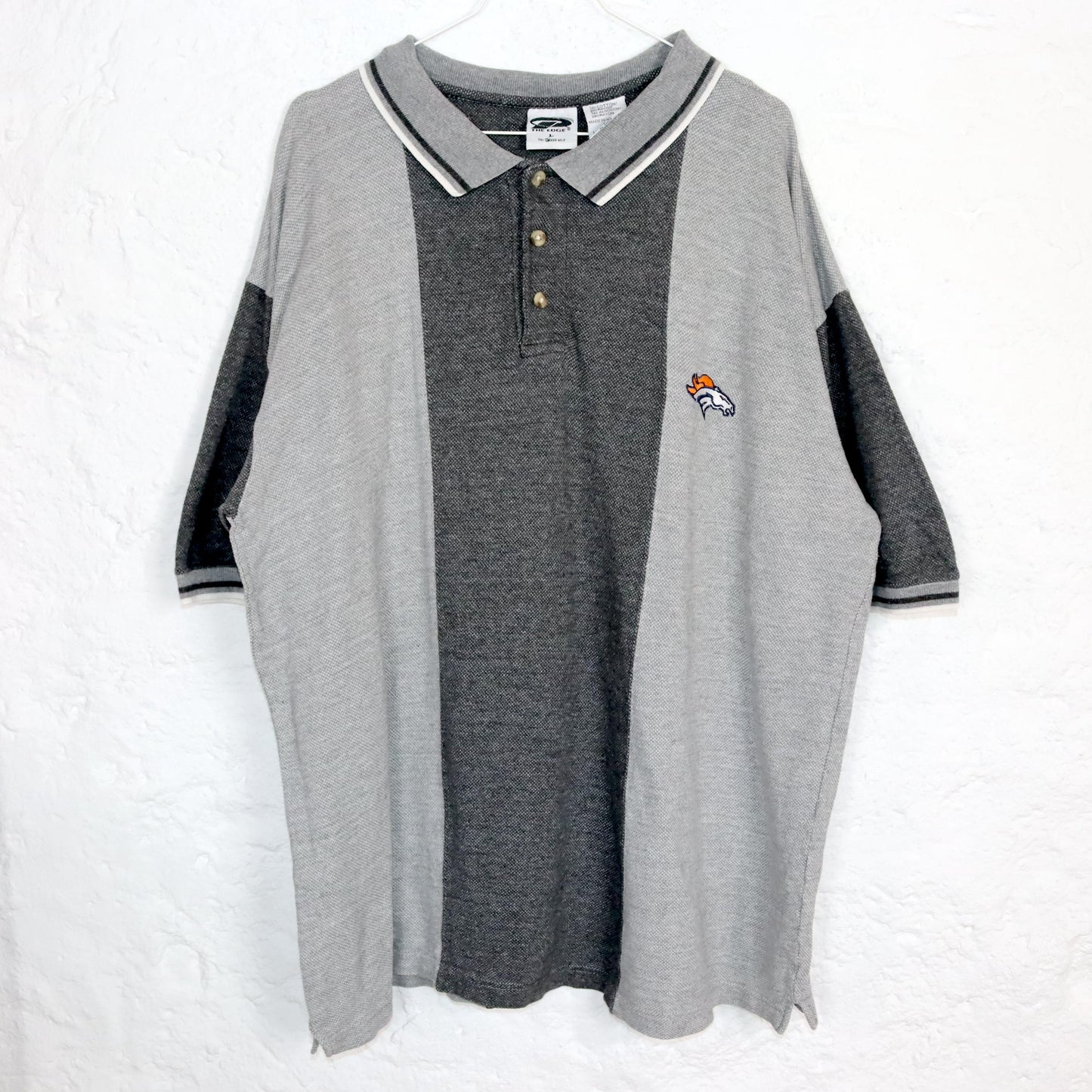 Vintage 80s 90s DENVER BRONCOS 1999 NLFP Polo Shirt T-Shirt short sleeve grey L