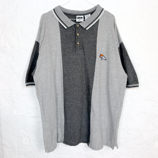 Vintage 80er 90er DENVER BRONCOS 1999 NLFP Poloshirt T-Shirt kurzarm grau L