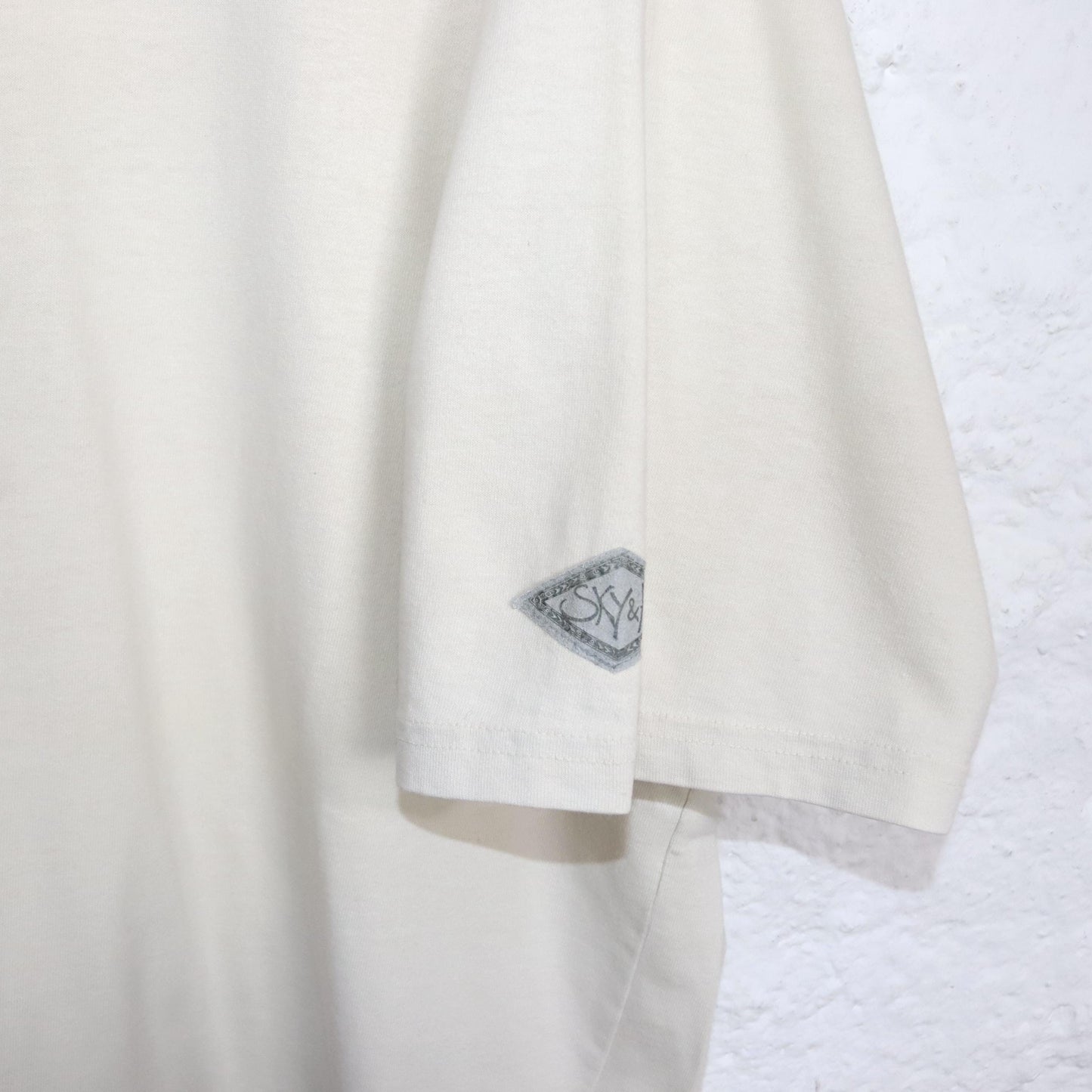 Vintage 80s 90s SKY&HI Skater Shirt T-Shirt short sleeve heavy cotton beige print back XL