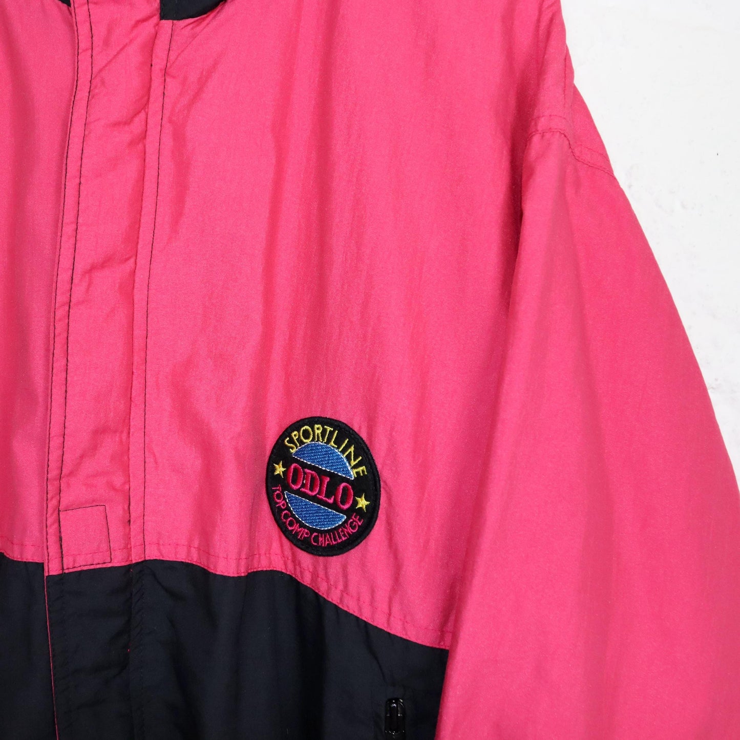 Vintage 80s 90s ODLO jacket thin stand-up collar black pink 38