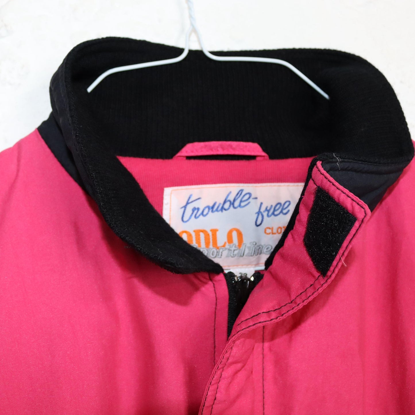 Vintage 80s 90s ODLO jacket thin stand-up collar black pink 38