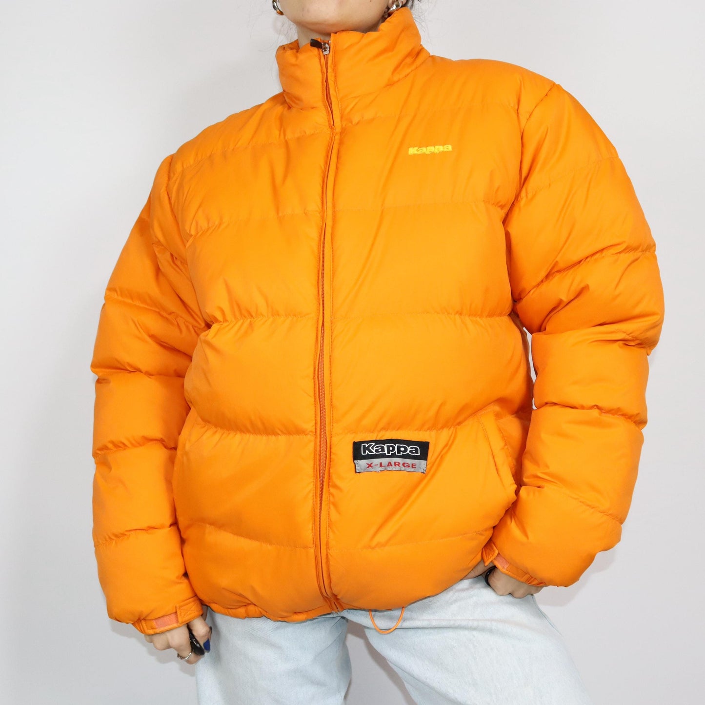 Vintage 80s 90s Y2k KAPPA puffer jacket lined winter jacket orange XL