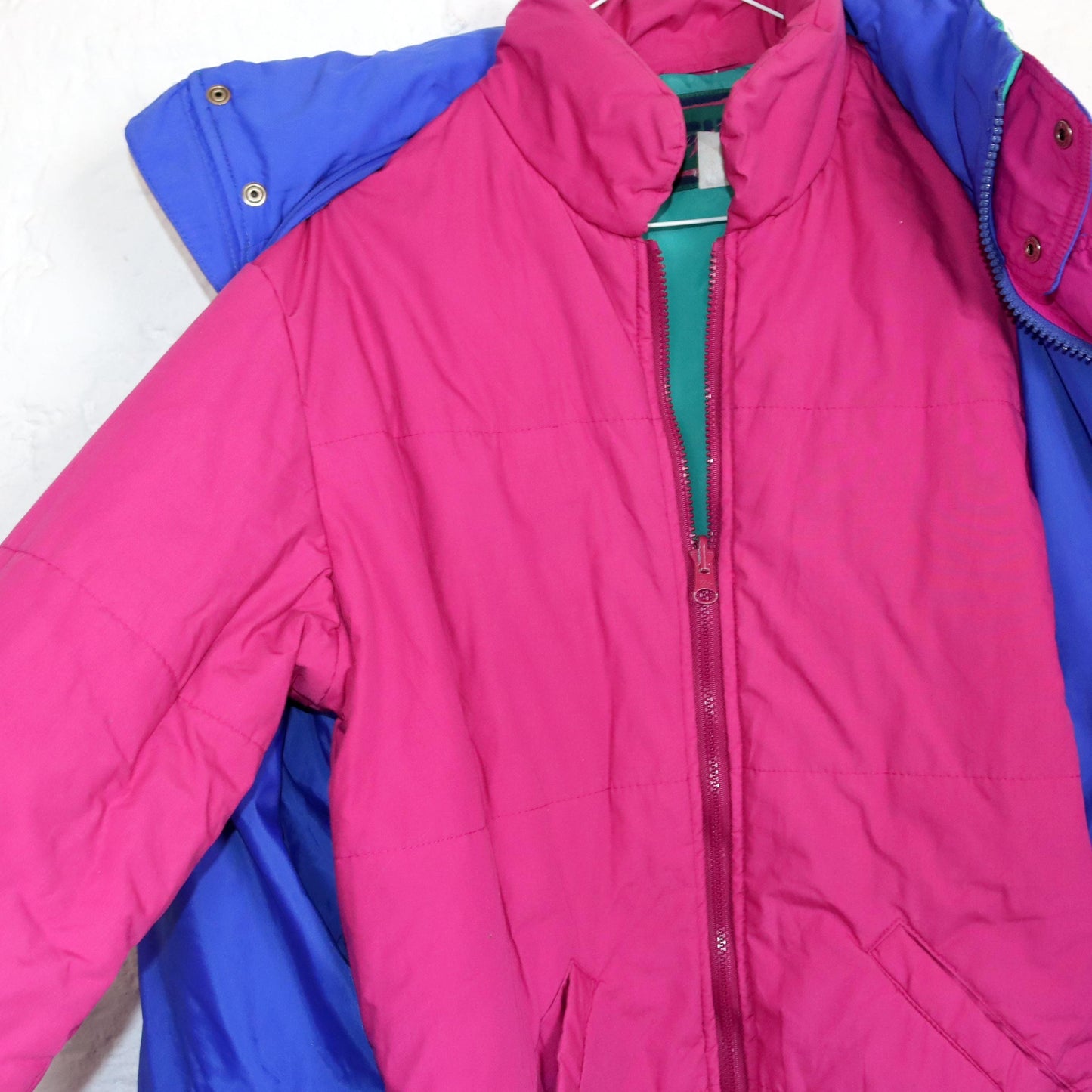 Vintage 80s 90s FILA Magic Line 2in1 winter jacket rain jacket windbreaker 2 jackets blue turquoise pink 46 S