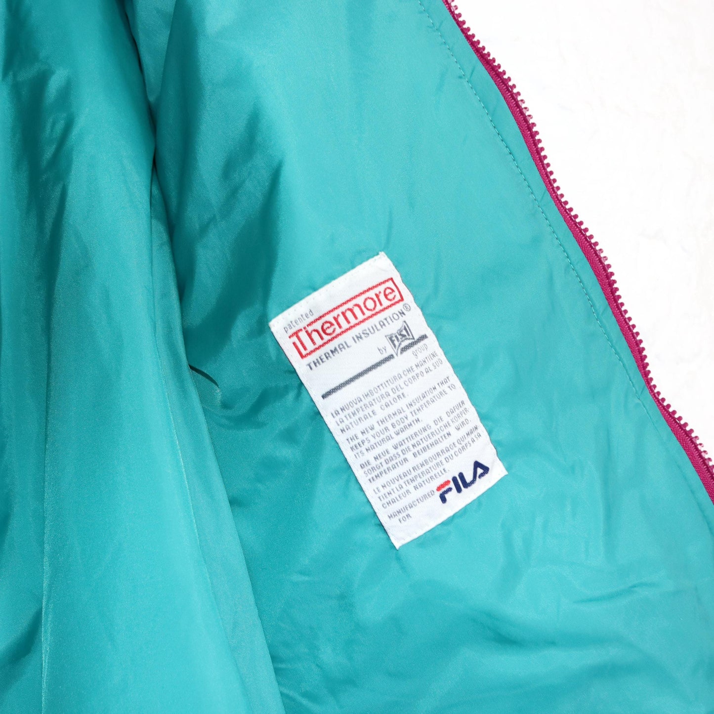 Vintage 80s 90s FILA Magic Line 2in1 winter jacket rain jacket windbreaker 2 jackets blue turquoise pink 46 S