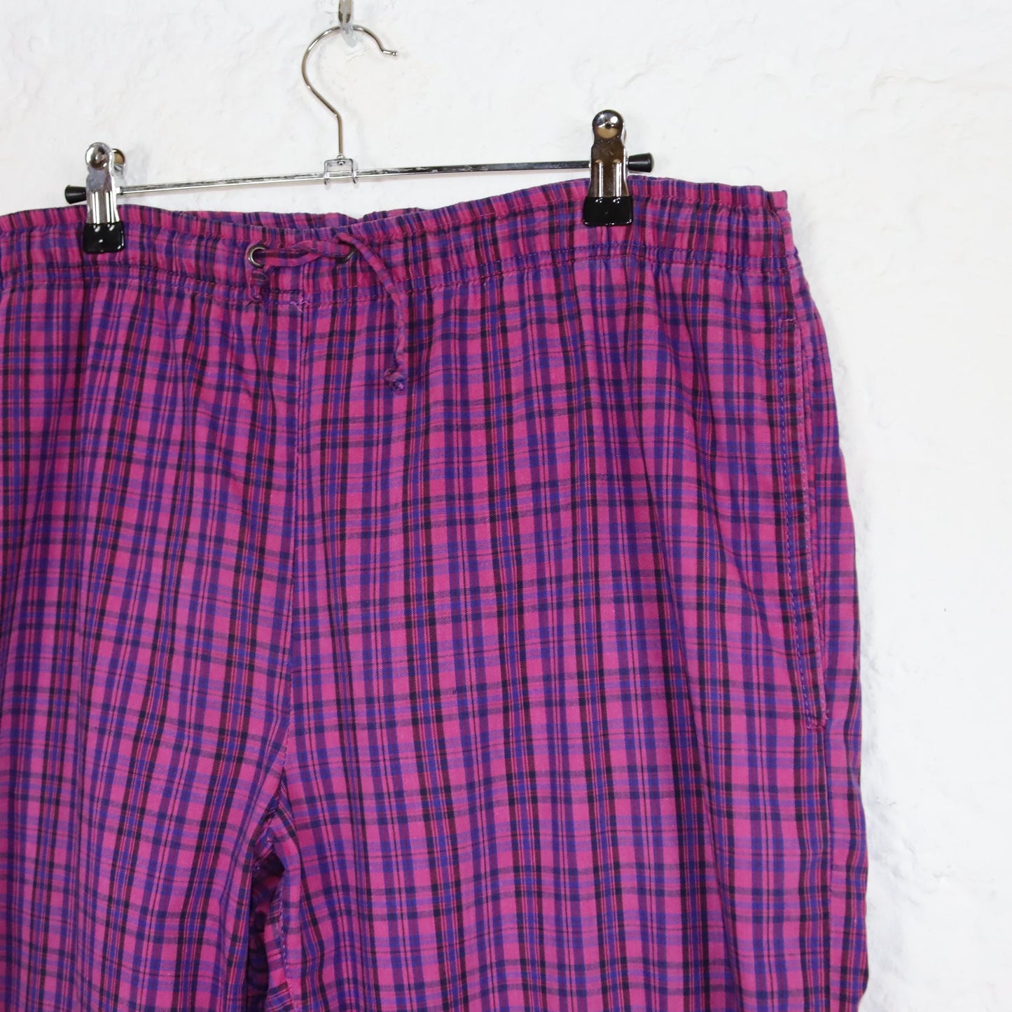 Vintage 80s 90s BAILO pants baggy pants checked tracksuit pants lounge pants pink dark blue XL