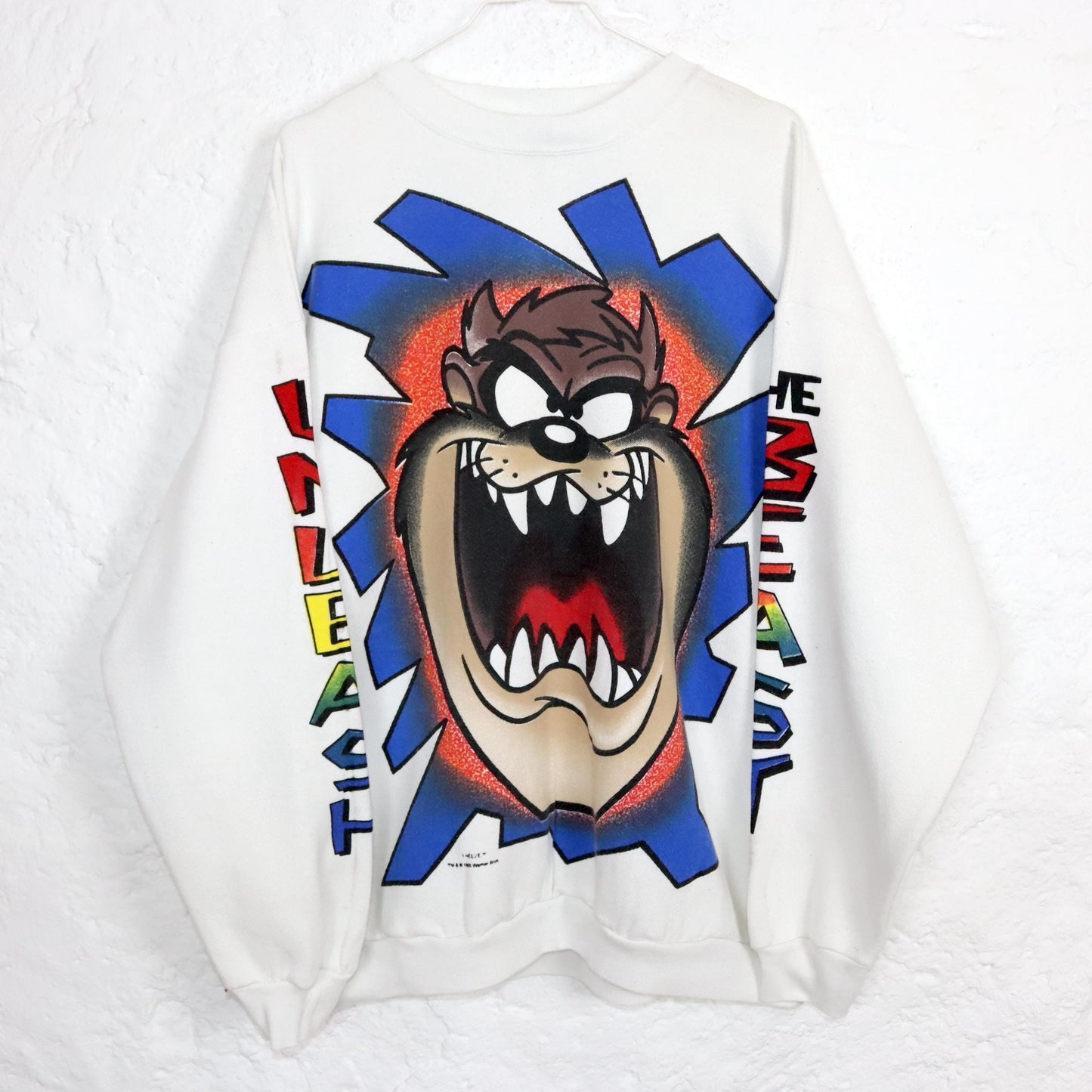 Vintage 80er 90er LOONEY TUNES 1996 Rare Sweatshirt Pullover Print Unleash the Beast Freeze Warner Bros XL