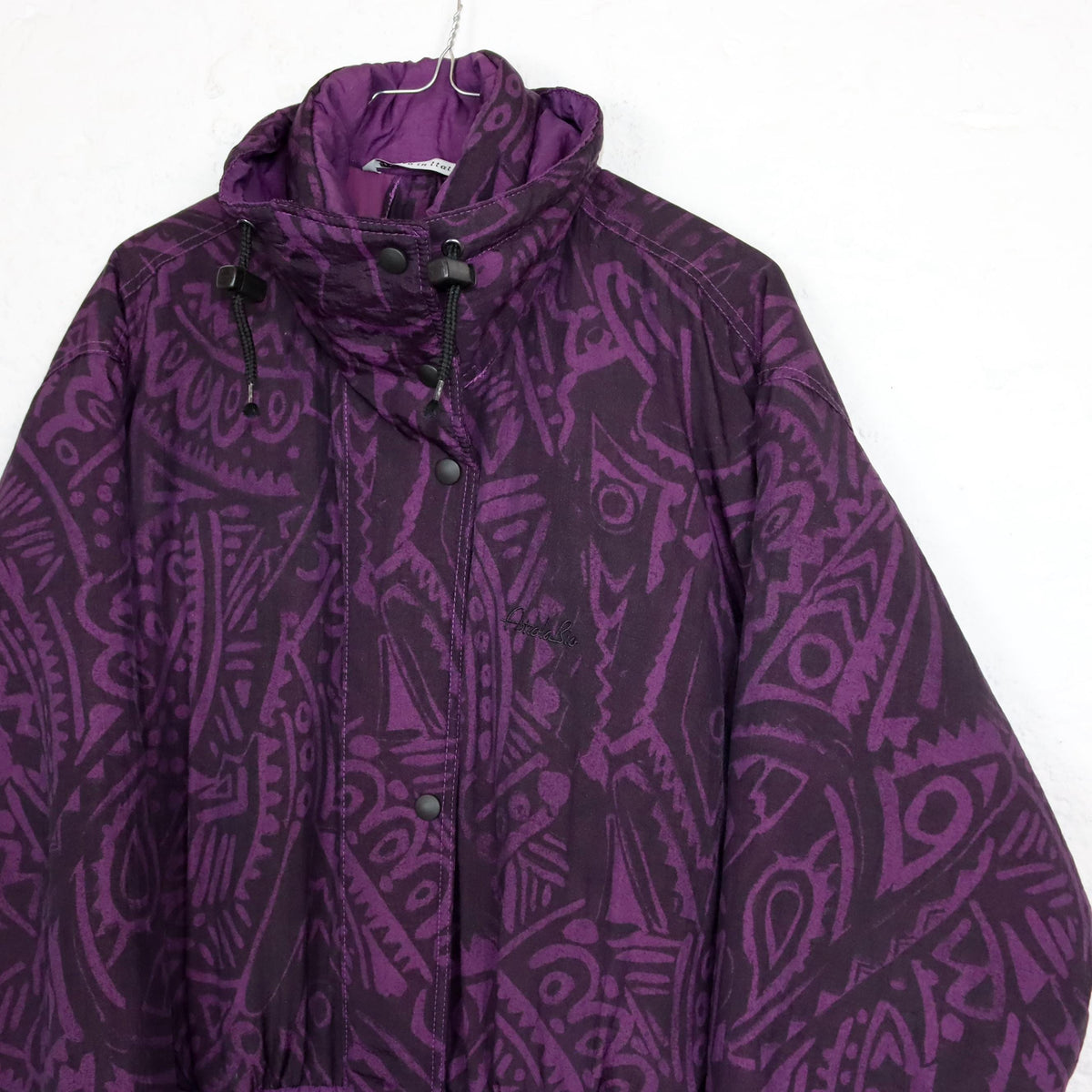 Vintage 80s 90s ASTROLABIO ski suit snowsuit purple crazy pattern 38
