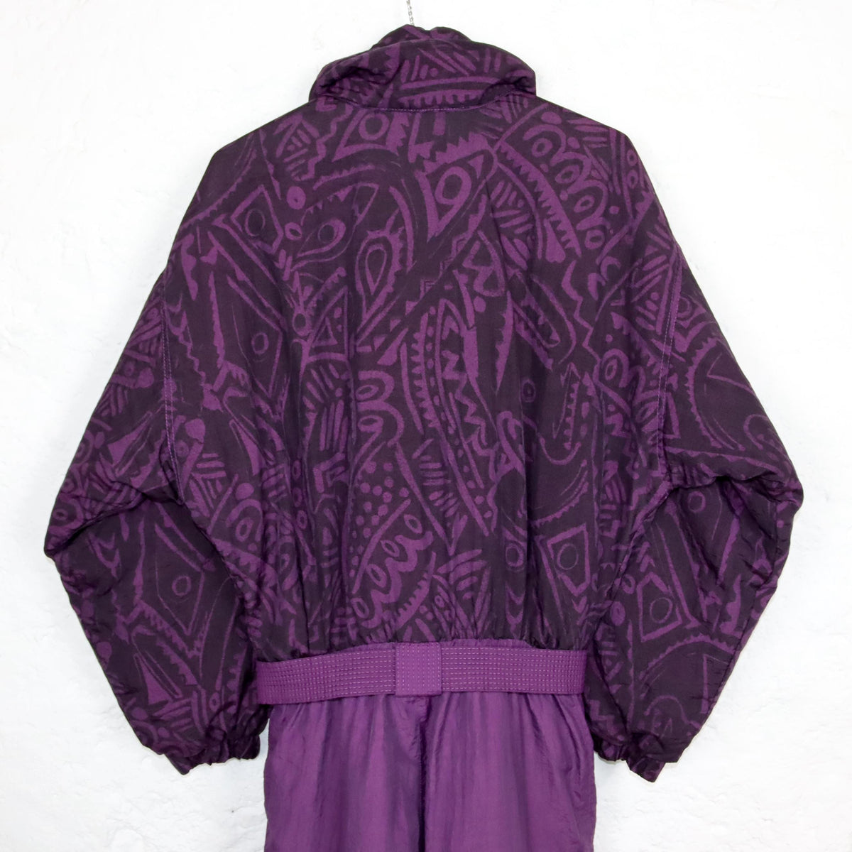 Vintage 80s 90s ASTROLABIO ski suit snowsuit purple crazy pattern 38