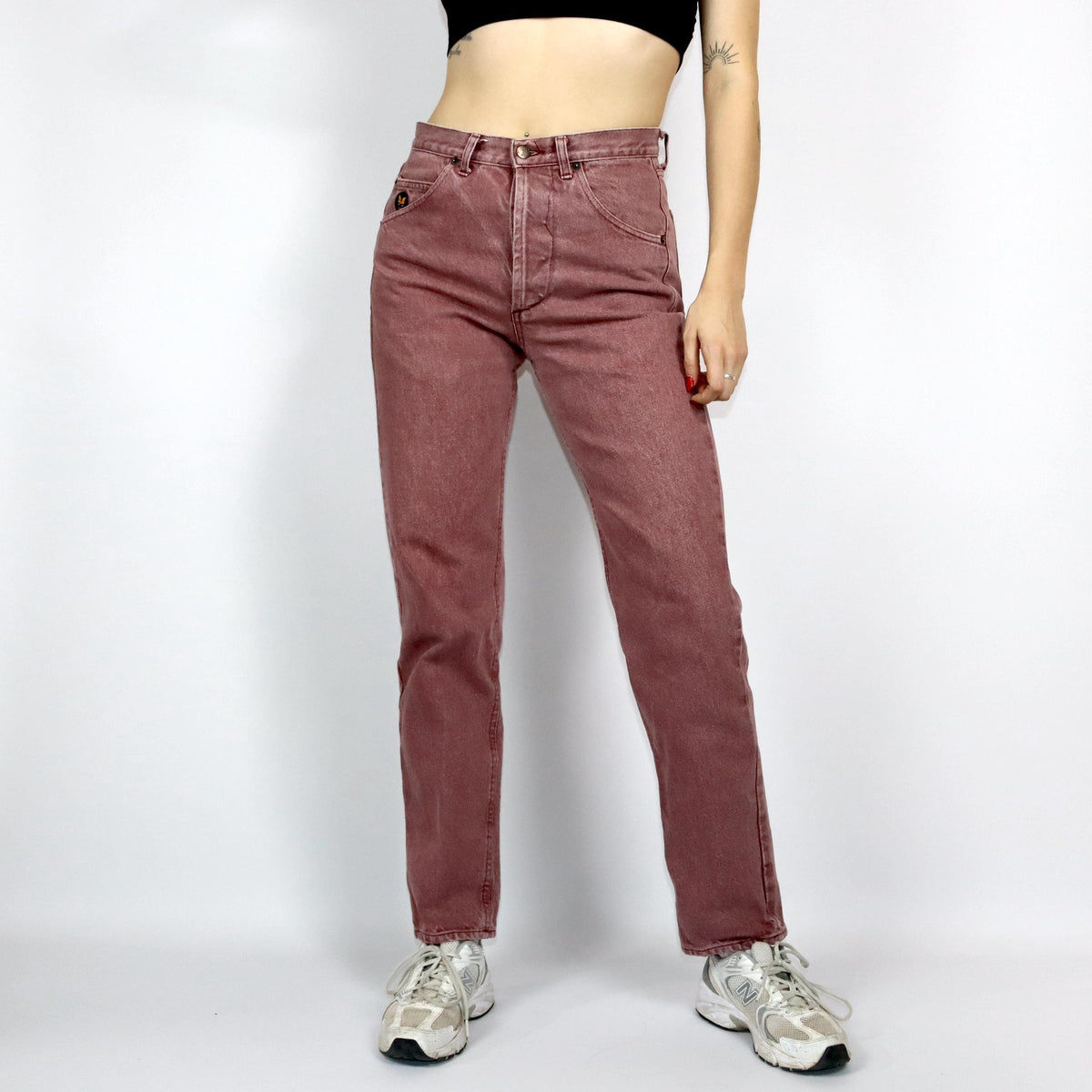 Vintage 80er 90er AVIREX Jeans Hose gerades Bein rot W31