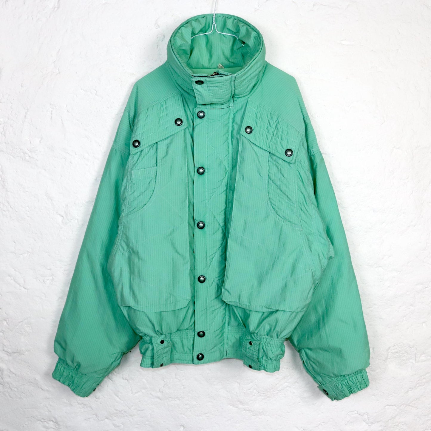 Vintage 80s 90s MDC winter jacket ski jacket lined turquoise stand-up collar 48 M