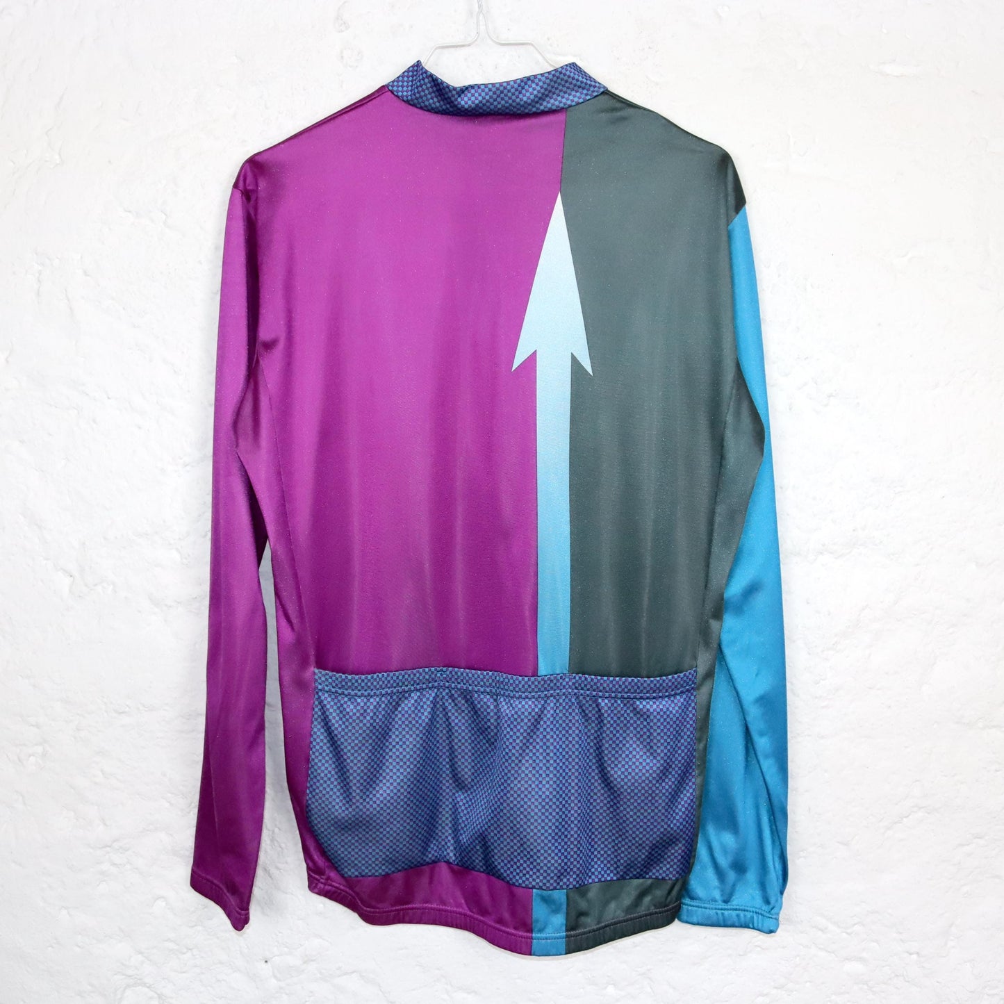 Vintage 80er 90er BRIKO Fahrradtrikot Racing Shirt blau lila langarm M