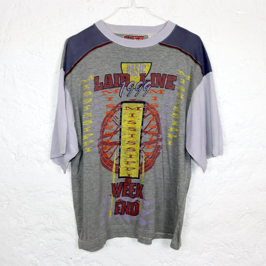 Vintage 80er 90er MISSISSIPPI T-shirt kurzarm Print Flieder grau M