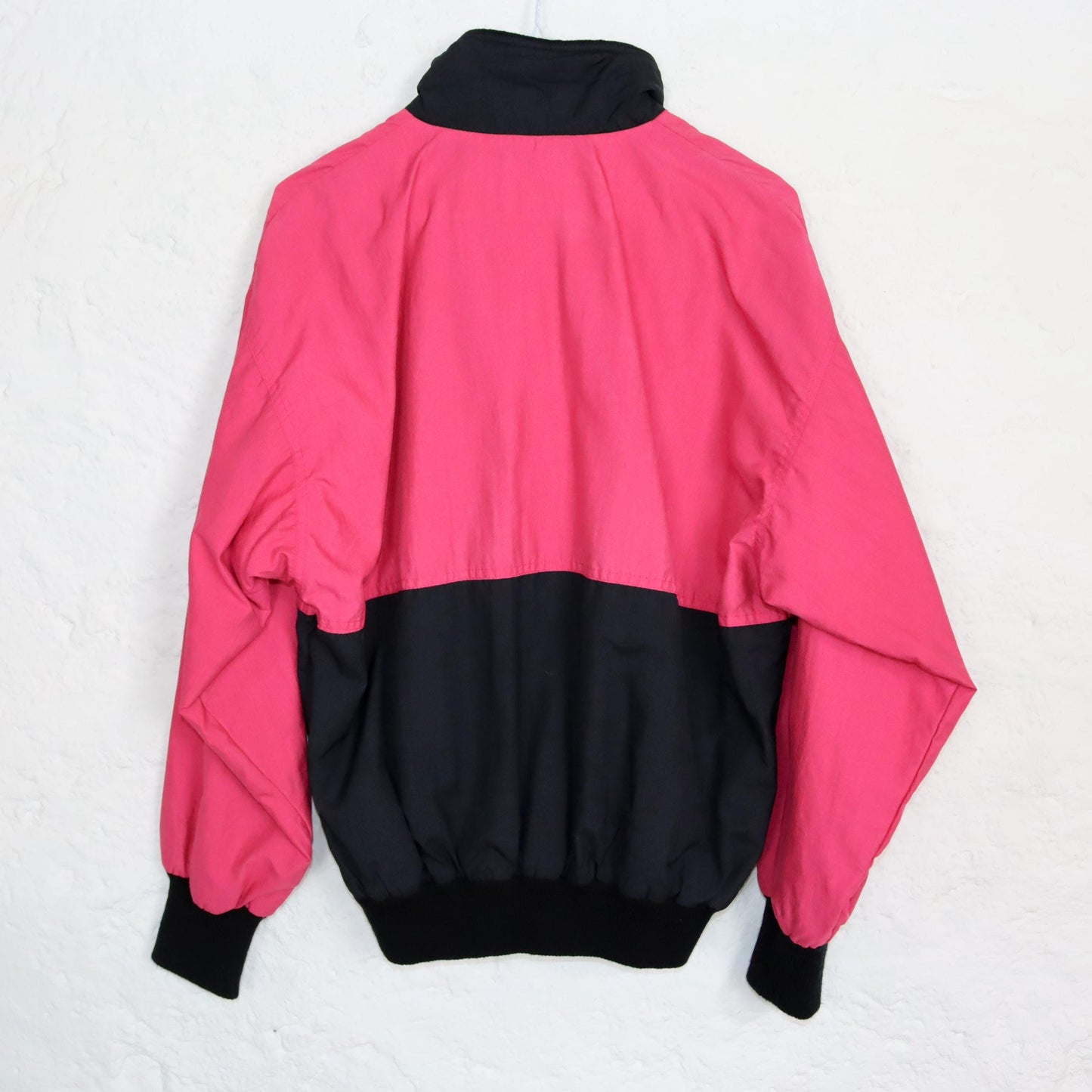 Vintage 80s 90s ODLO jacket thin stand-up collar black pink 38