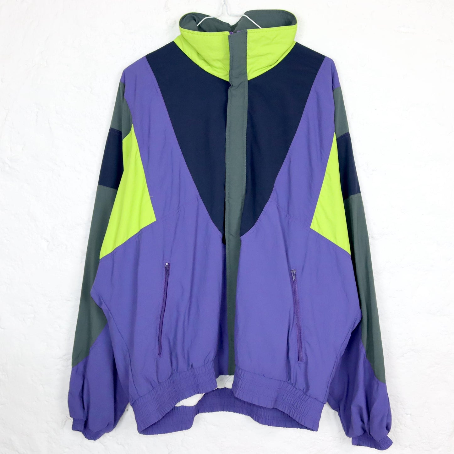Vintage 80s 90s GOLDEN TEAM tracksuit jacket sports jacket double-layered stand-up collar purple grey 54 XL
