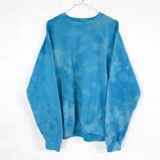 Vintage 80er 90er GILDAN Pullover Batik Sweatshirt blau Selfmade upcycle L