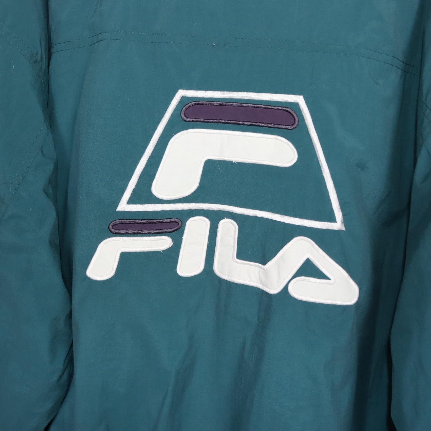 Vintage 80s 90s FILA winter jacket lined green purple bomber jacket stand-up collar XL
